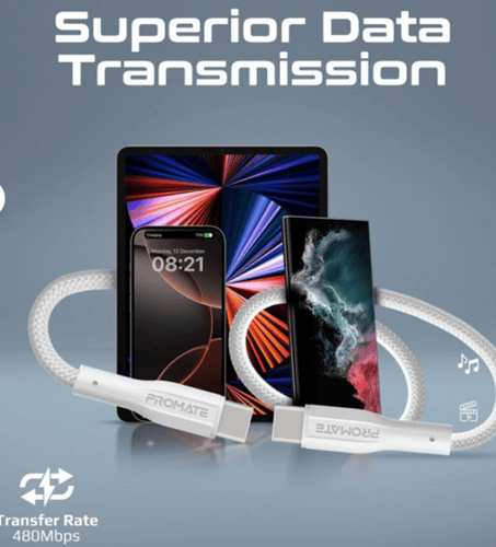 Promate كيبل USB-C™ إلى USB-C™،سريع بقوة 60 واط مع...