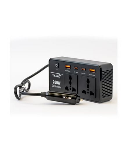محول كهرباء سيارة 200 واط من TiKNAL بمنفذين AC و4...
