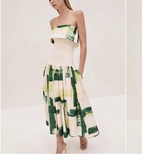 فستان Green brush stroke