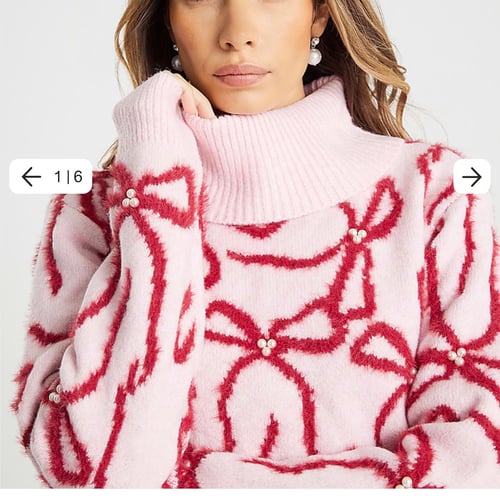 طقم شتوي بلوزة صوف وردي بلؤلؤ وبنطلون احمر