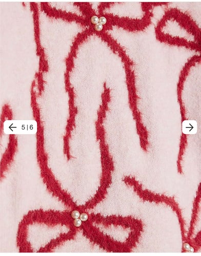 طقم شتوي بلوزة صوف وردي بلؤلؤ وبنطلون احمر