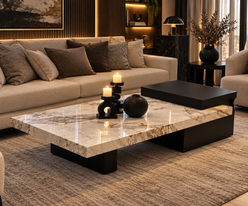 طاولة قهوة مودرن فاخرة بتصميم هندسي عصري