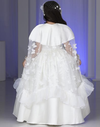 فستان ابيض طبقتين