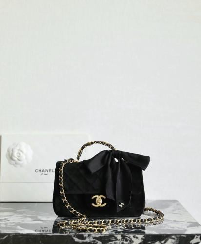 VELVET MINI FLAP BAG WITH TOP