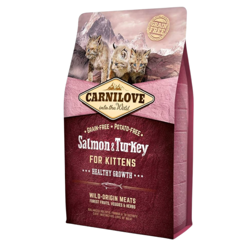 كارنيلوف طعام جاف سلمون وديك رومي للقطط الصغيرة