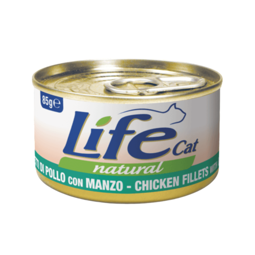 طعام رطب لايف كات الدجاج واللحم البقري 85غ