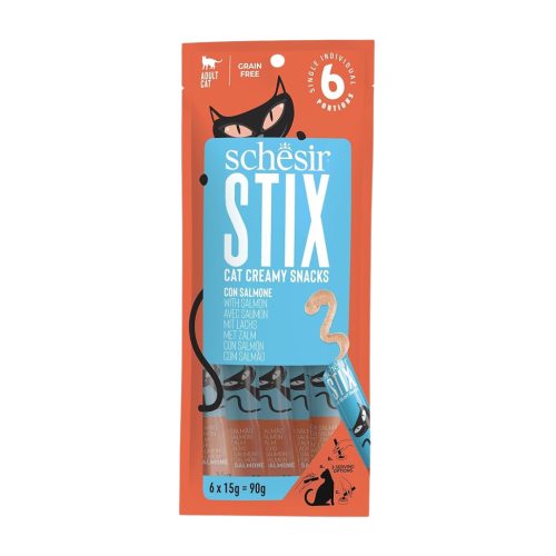 شيزر ستيكس مكافأة رطبة بالسلمون 15x6غ
