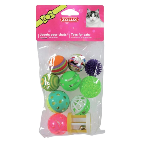 زولكس 10 كرات متنوعة للقطط - 4سم