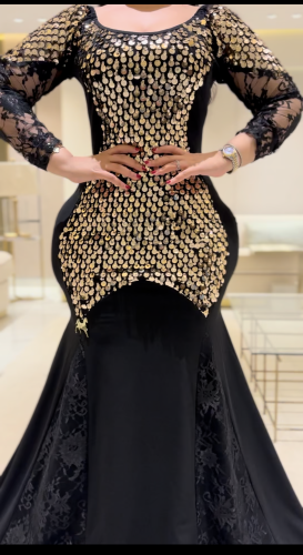 فستان سترتش كريب اسود