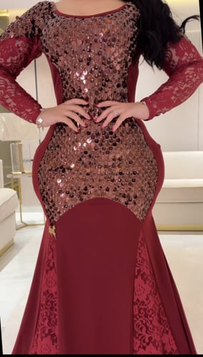 فستان سترتش كريب عنابي