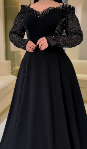 فستان سترتش كريب كلوش