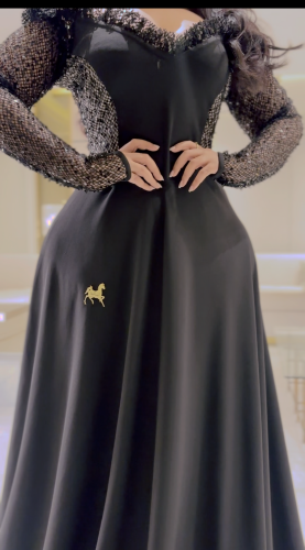 فستان سترتش كريب كلوش