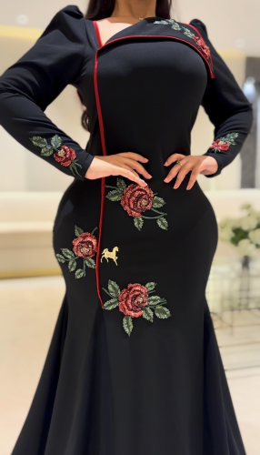 فستان سترتش كريب وردات شك
