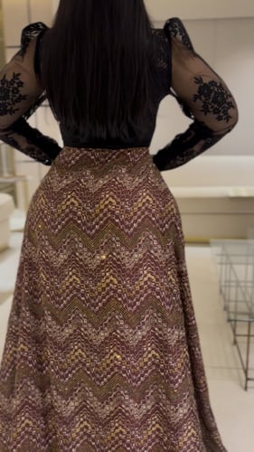 فستان حرير كلوش فل كرستال ايطالي