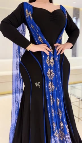 فستان سترتش كريب مع شيفون
