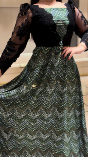 فستان حرير كلوش فل كرستال ايطالي