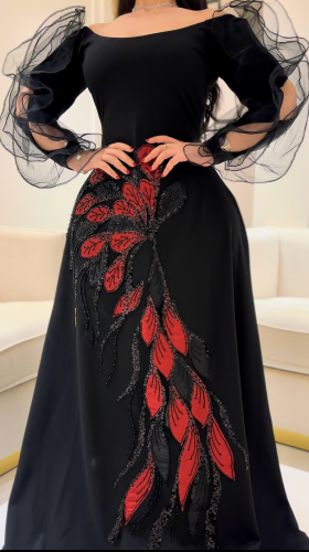 فستان سترتش كريب كلوش