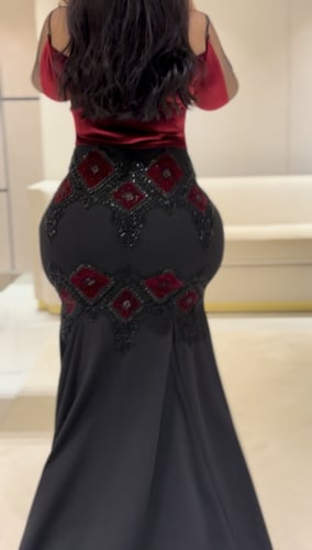 فستان صدر مخمل مع سترتش كريب