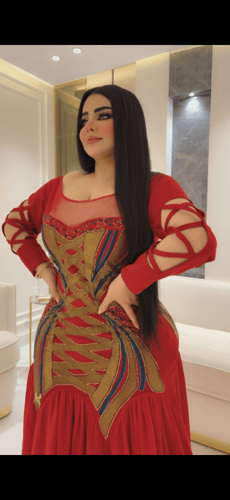 فستان سترتش كريب تطريز