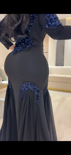 فستان سترتش كريب صدر مخمل ترتر