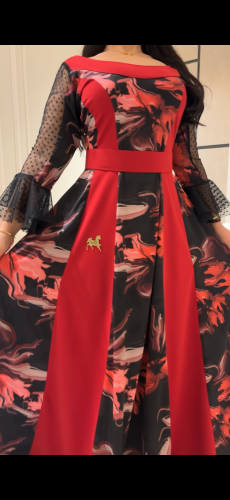 فستان مشجر حرير ايطالي