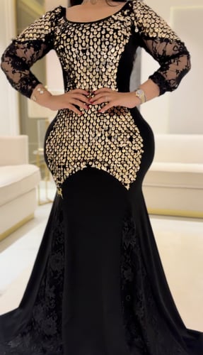 فستان سترتش كريب اسود