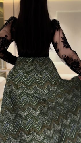 فستان حرير كلوش فل كرستال ايطالي