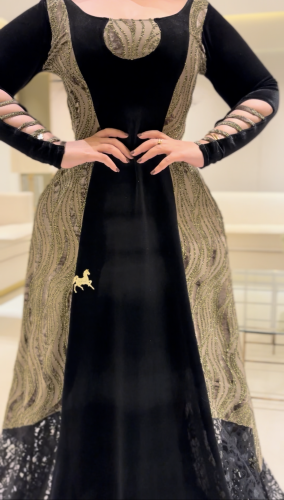 فستان مخمل سترتش كلوش