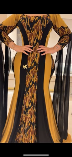 فستان سترتش ناعم بأكمام شيفون طويلة