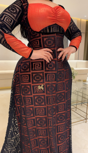 فستان سترتش مع تل مخمل