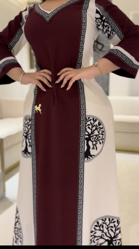 جلابيه قماش سي واي عنابي