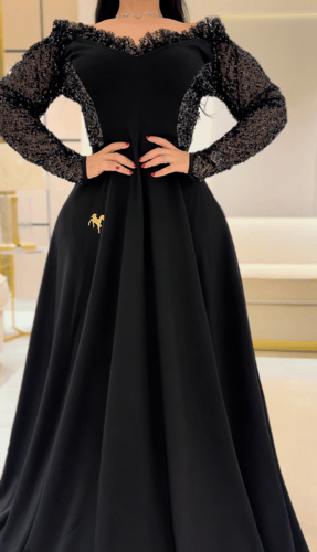 فستان سترتش كريب كلوش