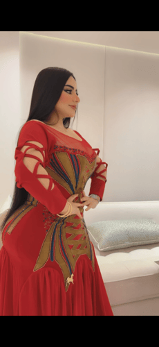 فستان سترتش كريب تطريز