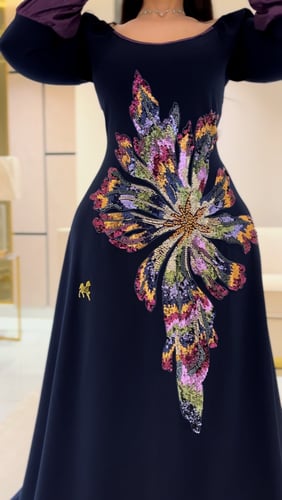 فستان سترتش كريب كلوش