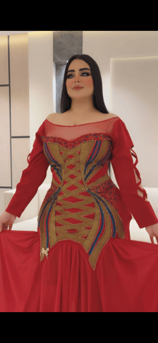 فستان سترتش كريب تطريز