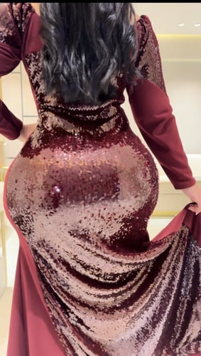 فستان سترتش كريب مع ترتر