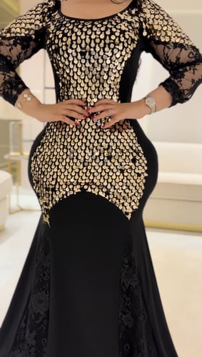 فستان سترتش كريب اسود