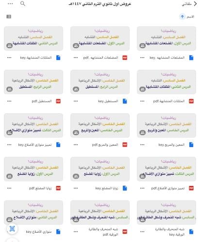 عروض رياضيات أول ثانوي الفصل الدراسي الثاني ١٤٤٧هـ...