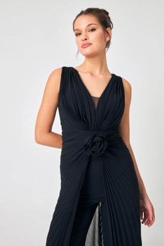 جمبسوت سهرة اسود من الكريب والشيفون