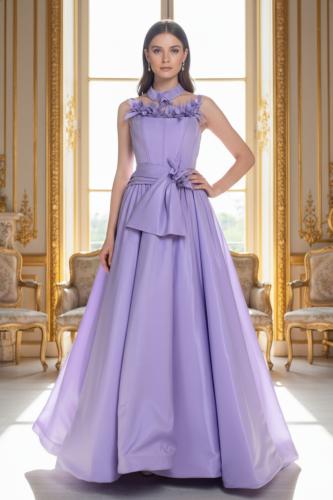 فستان سهرة موف ملكي أنيق