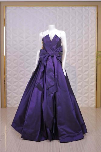 فستان سهرة بنفسجي ملكي بربطة خصر أنيقة