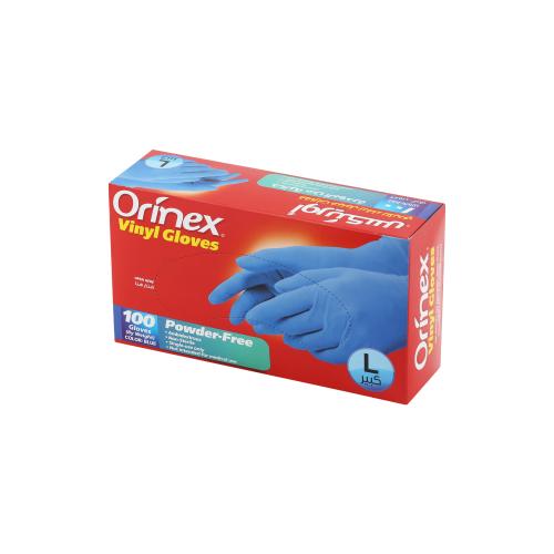 قفازات فينيل زرقاء للأيدي 100حبة كبير - ORINEX