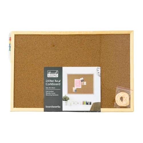 لوحة إعلانات فلين 30 × 45 سم بإطار خشبي – Leeno