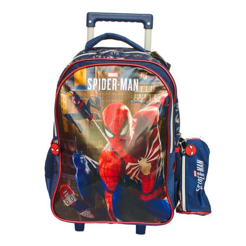 شنطة ظهر مدرسية بعجلات 16 انش مع مقلمية - Spider-M...