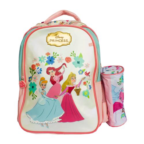 شنطة ظهر بطبعات ديزني الأميرات مع مقلمية - 16 بوصة