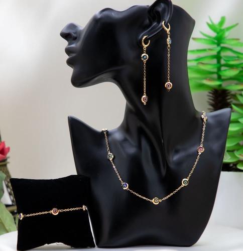 طقم عيون الزمرد ثلاث قطع