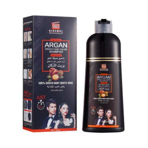 شامبو صبغة شعر الأصلي بزيت الارجان الأصلي أسود طبي...