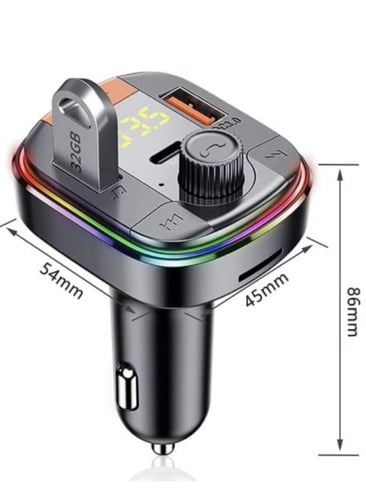 شاحن سيارة و مشغل بلوتوث بـ 3 منافذ PD USB متوافق...