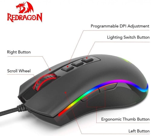 ماوس Redragon M711 Cobra Gaming – أداء متميز وتصمي...