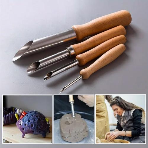 مجموعة أدوات فتح الثقوب من الطين 4 مجموعات،